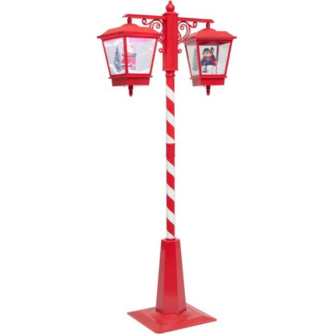 Fééric Lights And Christmas – Lanterne double de Noël lumineuse 188 cm – 81x40 cm – PVC et polystyrène – 66 LED blanc chaud – Effet vacillant intérieur