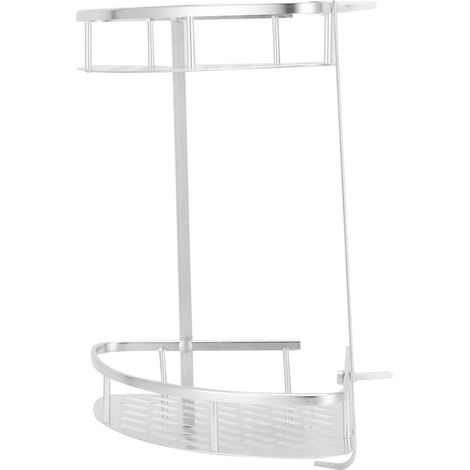 2-Tier Corner Shower Shelf, Wall-Mounted Aluminum (1/5)