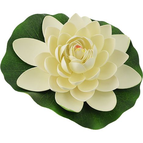 Coussinets de lotus artificiels flottants en mousse, imitation fleur de lotus, plantes décoratives réalistes pour bassin, piscine et aquarium, blanc (1/4)