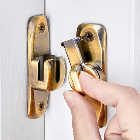 90/180 Degrés Loquet de Porte Rabattable, Verrou Porte Loquet Porte Coulissante Fermeture Porte Coulissante Serrure Porte Coulissante Serrures de Portes Verrou de porte coulissante bronze