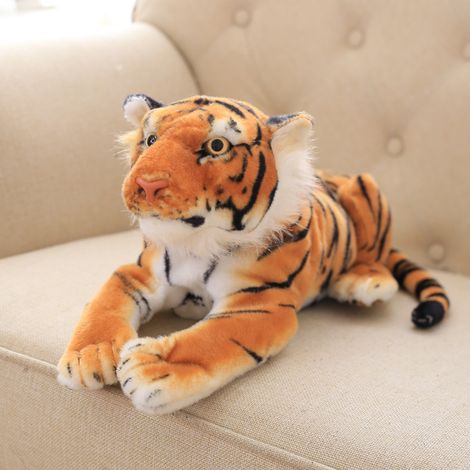 Chat en peluche douce 43 cm, jouet câlin hypallergénique, chaton réaliste gris, idéal décoration chambre enfant, cadeau anniversaire, sans accessoires (1/4)