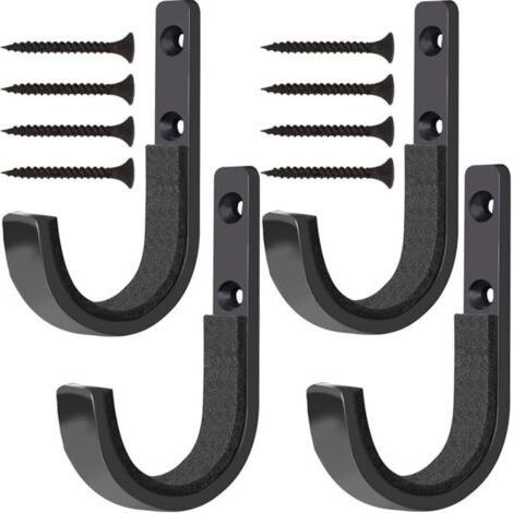 Set of 4 wall hooks for gun racks, sturdy supports, black color (1/5)