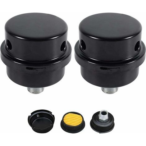 2 Stück Luftkompressor-Filterschalldämpfer, 3/8" 16 mm Außengewinde, Metallgehäuse-Luftkompressor-Schalldämpferfilter, Metall-Einlassschalldämpferfilter für Luftkompressoren (16 mm) (1/5)