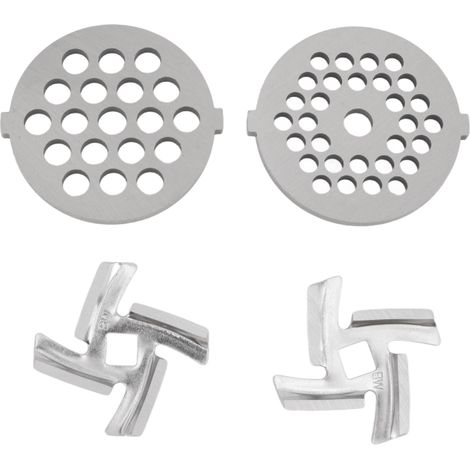 Disques de hachoir à viande en acier inoxydable, lames de broyage pour accessoire hachoir alimentaire, 2 lames tranchantes, 2 plaques de découpe (1/5)