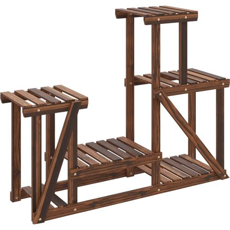 Elegante porta piante vintage per balcone e soggiorno 90 x 25 x 73 cm in legno di abete marrone 020047375