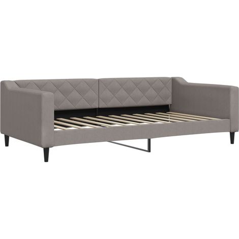 Lit simple Lit adulte Lit de repos taupe 100x200 cm tissu (1/5)