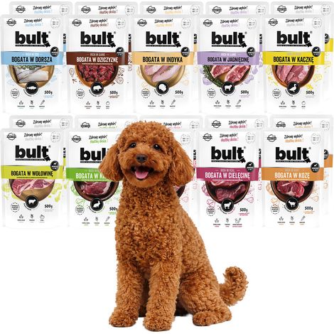 Alimento húmedo para perros BULT, mezcla de sabores, sobres de 20x500g, 10 sabores. (1/5)