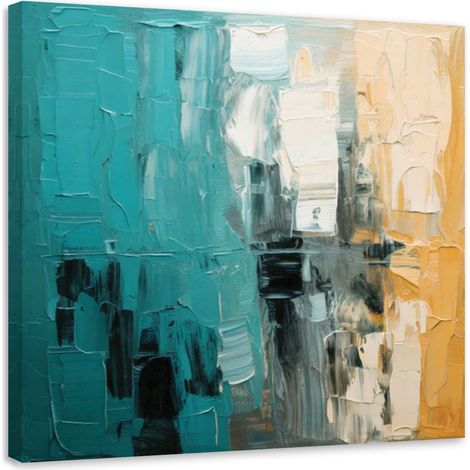 Quadro su tela, Astratto impressione turchese - 50x50 (1/3)