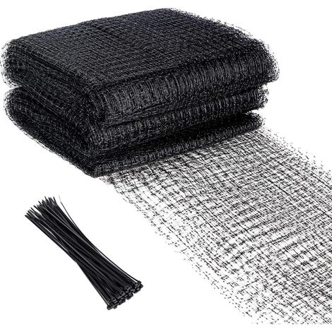 Red antipájaros todoterreno, 2,1 m x 15,3 m, de plástico, para proteger plantas de jardín y árboles frutales, con 20 bridas (negra).