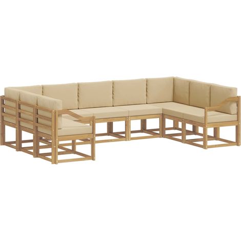 Outdoor-Sofagarnitur 9 stk. 9-Sitzer Weiß und Beige vidaXL (1/5)
