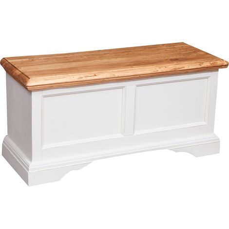 Cassapanca legno vintage bianca 100x38x48 cm panca legno di tiglio panca contenitore cassa panca da interno con contenitore (1/5)