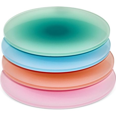 Ensemble de 4 sous-verres transparents et incassables, au design dégradé et au style moderne.