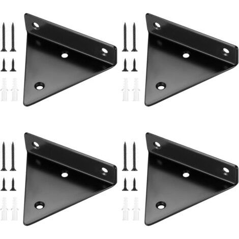 4 Pièces Supports d'étagère Flottants, Supports à Tablettes Muraux Triangulaires Invisibles, Equerre Etagere Murale Métal pour étagère