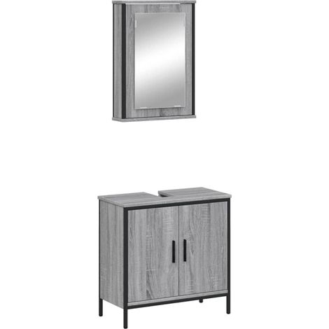 Maison Exclusive - 2-tlg. Badmöbel-Set Grau Sonoma Holzwerkstoff