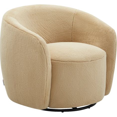 Fauteuil pivotant en fausse fourrure taupe VEREIDE