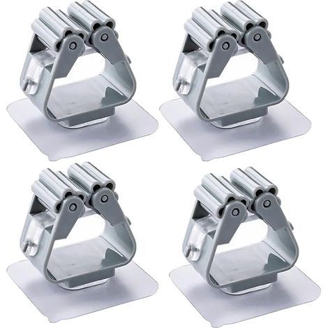 Lot de quatre supports adhésifs pour balai sans perçage pour salle de bain cuisine et jardin rangement d outils ménagers