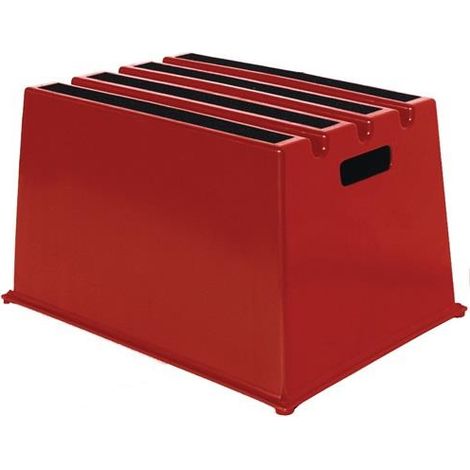 Schwerlasttritt Stufen einschl. Plattform 1 Plattformhöhe 307 mm Kunststoff rot