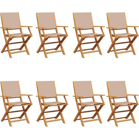 Maison Exclusive - Sedie Giardino Pieghevoli 8pz Tortora Tessuto e Legno Massello