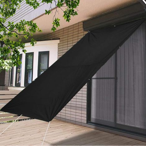 MINKUROW Rechteckiges Sonnensegel, 2 x 5 m, wasserdichter Sonnenschutz, robustes Schattentuch für Balkon, ohne Bohren von Löchern, UV-beständig, Schwarz (1/5)