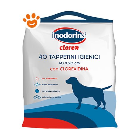 Inodorina Dog Tappetini Igenici Clorexidina (60x90cm) - Inodorina Dog Tappetini Igenici Clorexidina (60x90cm) - Confezione Da 40 Tappetini