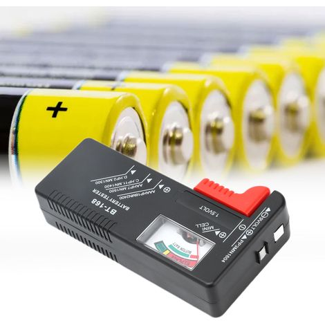 Comprobador de baterías portátil BT168 para 1,5 V y 9 V – ABS, 45 g, 11 cm – Indicador de capacidad y voltaje (1/5)