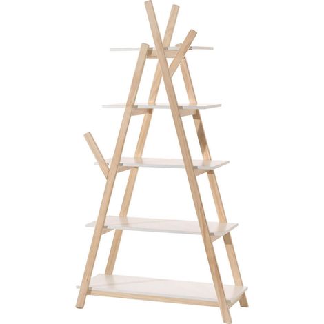 BODHI WHITE - Etagère Tipi Blanche et Bois 5 Niveaux (1/2)