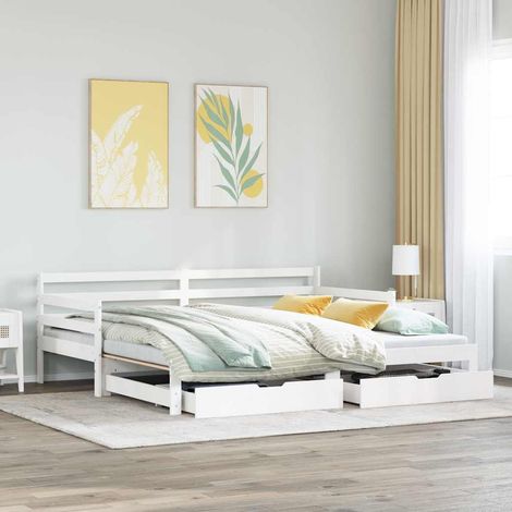 vidaXL Dormeuse con Cassetti Bianco 90x200 cm Legno Massello di Pino (1/5)