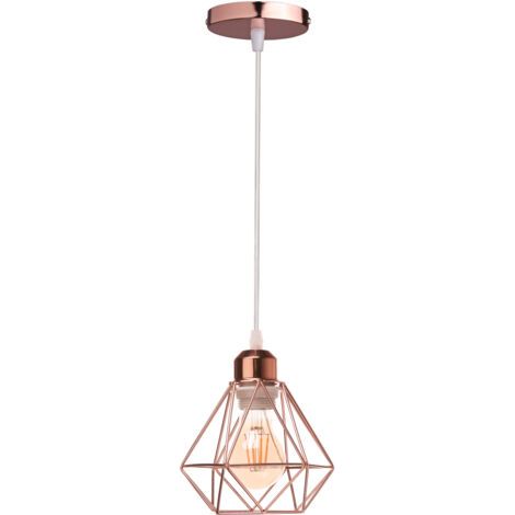 royaluxe- Plafonnier Rétro Or Rose Suspension Luminaire Vintage D'Intérieur Suspension Lustre E27 Cage En Métal