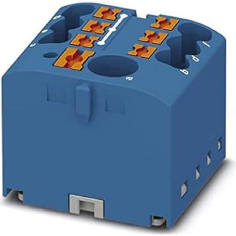Phoenix Safe PTFIX 6/6X2,5 BU Verteilerblock, Grundklemme mit Einspeisung, 450 V, 24 A, Anzahl der Anschlüsse 7, Querschnitt 0,14 mm²-4 mm², AWG 26-12, Breite 25,6 mm, Höhe 21,7 mm, Blau, 1 Stück