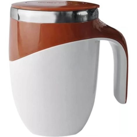 Selbstumrührender Becher – Magnetischer, selbstumrührender Kaffeebecher mit Deckel, Edelstahl 304, 380 ml, Braun, für Büro, Reisen und Zuhause (1/5)