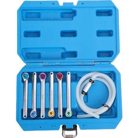 Jeu de Clés de Purge de Frein, 6 Pièces 7 8 9 10 11 Clés en Acier au Chrome Vanadium de 12 Mm avec Valve Unidirectionnelle pour L'entretien du Système de Freinage de Camion de (1/5)