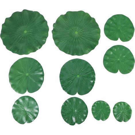 10 PièCes 5 Sortes Mousse Artificielle Flottante Feuilles de Lotus Feuilles de Lys Tampons Feuillage Artificiel éTang DéCor pour Piscine Aquarium (1/4)