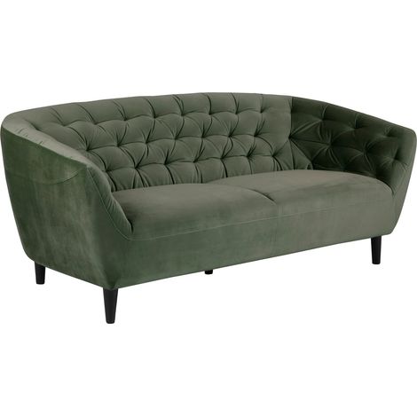 Sofá chesterfield Norsica 232, Verde oscuro, 191x84x78cm, Tapiz, Patas: Madera, Parcialmente montado