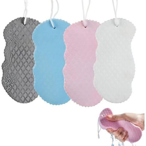 Éponge de bain exfoliante réutilisable pour femme - - super douce - gris blanc bleu rose - 1372cm (1/4)