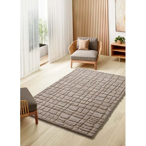 ATTICGO Tapis scandinave avec relief JUNO 13 Taupe 126x190 cm (1/5)