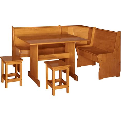 Conjunto de rincón en madera maciza de pino color miel 98 cm(alto)172-132 cm(ancho) (1/2)
