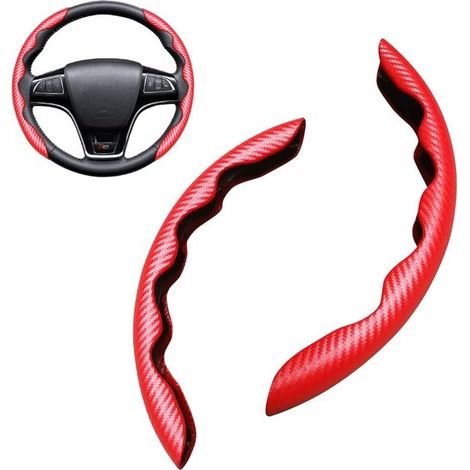 Coprivolante segmentato per auto, traspirante, antiscivolo, universale, in fibra di carbonio (rosso) (1/4)