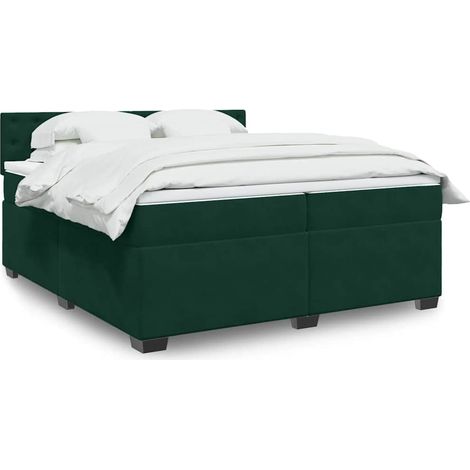 Boxspringbett mit Matratze Dunkelgrün 200x200 cm Samt