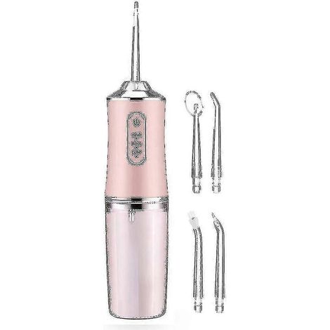 Tragbare Munddusche mit USB-Ladefunktion, 220 ml Wassertank, Zahnreiniger (Pink) (1/5)