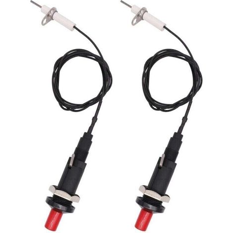 Lot de 2 briquets de cuisine avec bouton poussoir étoile Piezo Spark avec câble de résistance 200 degrés et longueur de 1 mètre (1/4)
