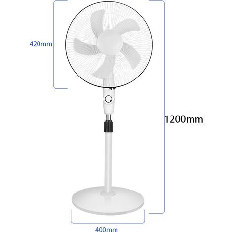GARRYFIZH Ventilateur sur pied en plastique grand volume d'air 3 vitesses blanc pour chambre à coucher salon rechargeable (avec chargeur et panneau solaire) (1/4)
