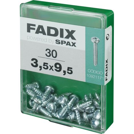 Caja de 30 unidades de tornillo de rosca chapa con cabeza redonda en cinc 3,5x9,5mm Fadix (1/2)