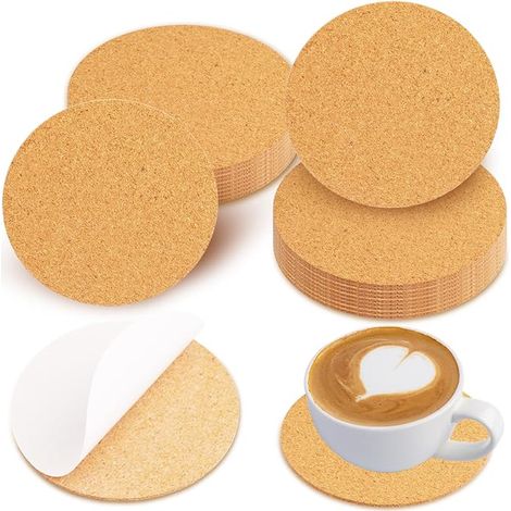 Round Cork Coasters Diameter 10cm Thickness 0.3cm Heat Resistant Non-Slip Coasters for Glass Cups Pots Kitchen (1/5)
