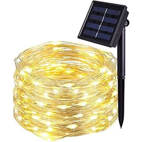1 pièce Guirlande lumineuse extérieur solaire, 20 m 200 LED guinguette étanche, lumière blanc chaud, 8 modes, jardin terrasse balcon