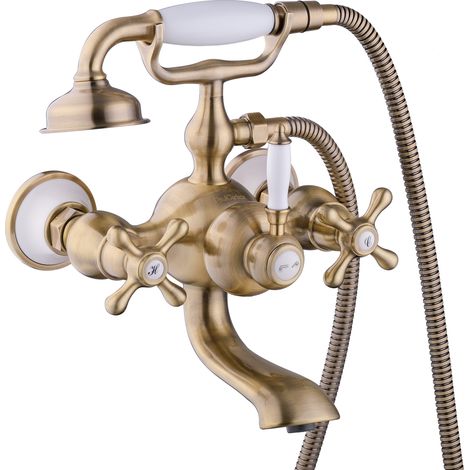 PaulGurkes Wannenarmatur Messing Bronze Antik Retro Nostalgie Zweigriffmischer (1/3)