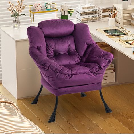 Relaxsessel 81 x 95 x 95 cm, violett, mit Seitentasche, Metallgestell, Schnellmontage MEUBLIV (1/5)
