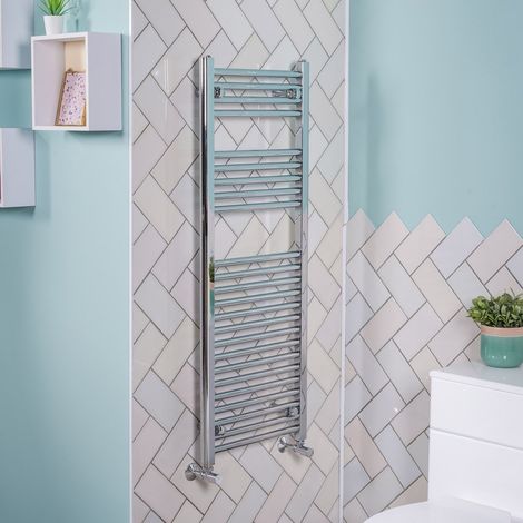 WarmeHaus Straight Chrome Heated Towel Rail 1200x450mm