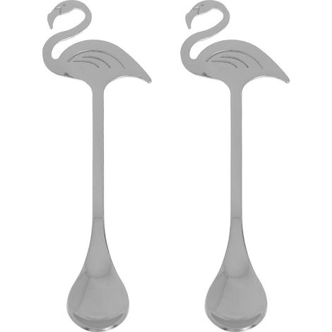 Lot de 2 cuillères à café, cuillères à dessert créatives et pratiques pour remuer à la maison-13X4X2CM-Silver