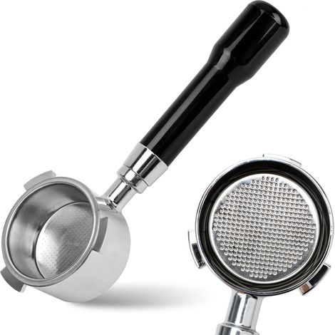 Porte-filtre sans fond 51 mm compatible avec les machines à café expresso DeLonghi Dedica EC680/EC685/EC885, porte-filtre à café avec 3 oreilles et poignée ABS et panier filtrant en acier inoxydable (1/4)