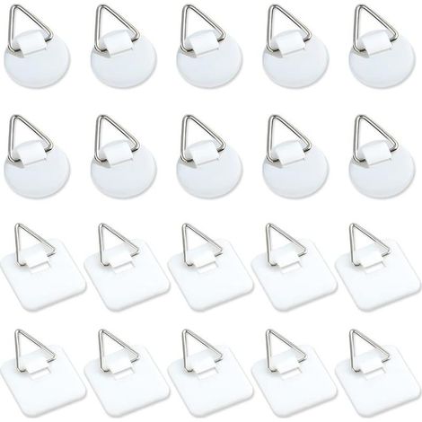 QAZQA Lot de 50 Supports Adhésifs Invisibles de 2,5 cm, Supports Verticaux adhésifs pour plaques murales, plaques murales pour assiettes, tableaux, art décoratif (blanc) (1/5)